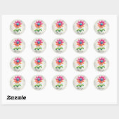 Blauw Roze Geel Bloem Sticker (Vel)