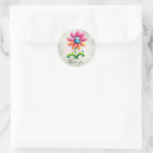 Blauw Roze Geel Bloem Sticker (Tas)