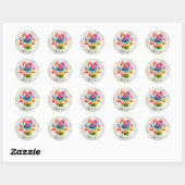 Blauw Roze Geel Bloem Sticker (Vel)