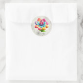 Blauw Roze Geel Bloem Sticker (Tas)