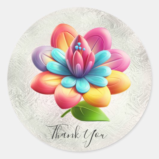 Blauw Roze Geel Bloem Sticker (Voorkant)