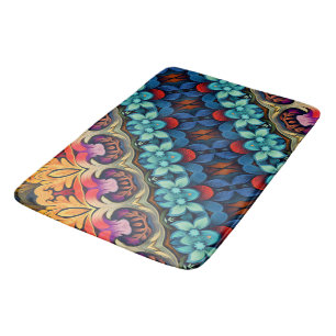blauw roze geel Bloemen Badmat