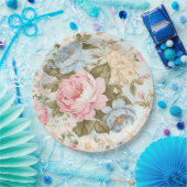 Blauw Roze Geel Bloemig Papieren Bord (Feest)