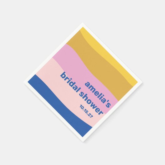 Blauw Roze Geel Cute Speelse Aangepaste Bruidsdouc Servet (Hoek)