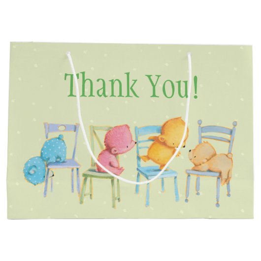 Blauw, Roze, Geel en Bruin Beren spelen Groot Cadeauzakje (Achterkant)