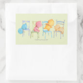 Blauw, Roze, Geel en Bruin Beren spelen Rechthoekige Sticker (Tas)