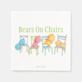 Blauw, Roze, Geel en Bruin Beren spelen Servetten (Voorkant)