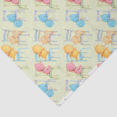 Blauw, Roze, Geel en Bruin Beren spelen Tissuepapier (Detail)