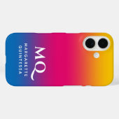 Blauw Roze Geel Gradiënt Wit Monogram Eerste Lette Case-Mate iPhone Case (Achterkant (horizontaal))