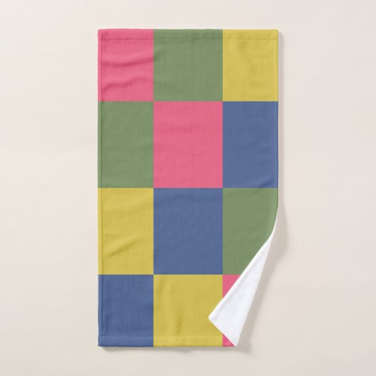 Blauw Roze Geel Groen Checkerboard Bad Handdoek (Handdoek)