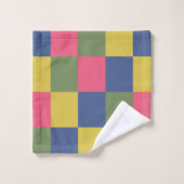 Blauw Roze Geel Groen Checkerboard Bad Handdoek (Wasdoekje)