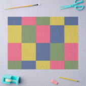 Blauw Roze Geel Groen Checkerboard Tissuepapier (Craft)