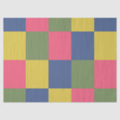 Blauw Roze Geel Groen Checkerboard Tissuepapier (Voorkant)