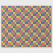Blauw Roze Geel Groen Schachbrett Cadeaupapier (Vlak)