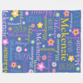 Blauw roze geel meisjes McKenzie naam deken (Voorkant (Horizontaal))