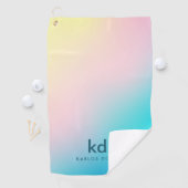 Blauw Roze Geel Minimalistisch Iriserend Golfhanddoek (Insitu)