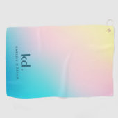 Blauw Roze Geel Minimalistisch Iriserend Golfhanddoek (Horizontaal)