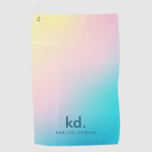 Blauw Roze Geel Minimalistisch Iriserend Golfhanddoek (Voorkant)