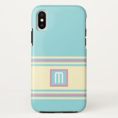 Blauw roze geel monogram modern legant Case-Mate iPhone case (Achterkant)