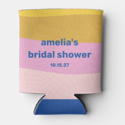Blauw Roze Geel Schattig Speels Aangepast Bruidsdi Blikjeskoeler (Voorkant)