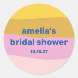 Blauw Roze Geel Schattige Speels Aangepast Vrijgez Ronde Sticker