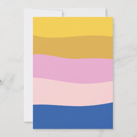 Blauw Roze Geel Schattige Speels Retro Vrijgezelle Kaart (Achterkant)