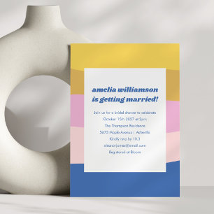 Blauw Roze Geel Schattige Speels Retro Vrijgezelle Kaart