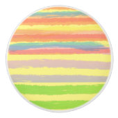 Blauw Roze Geel Sinaasappel Groene Strepen Keramische Knop (Voorkant)