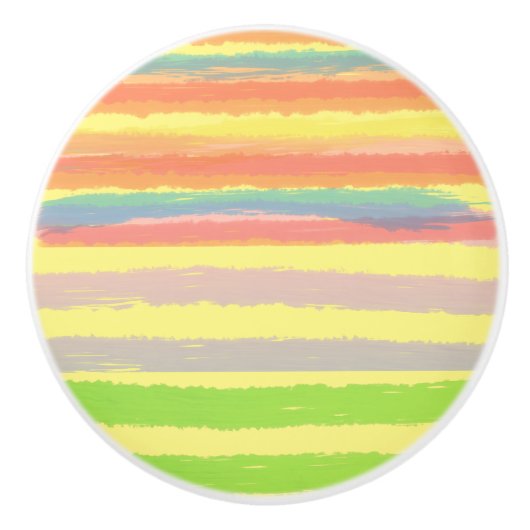 Blauw Roze Geel Sinaasappel Groene Strepen Keramische Knop (Voorkant)
