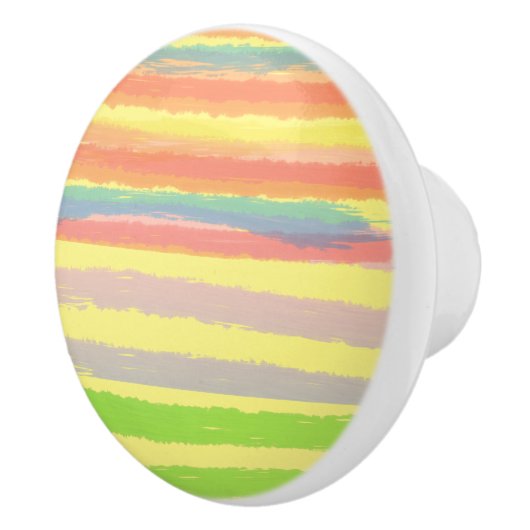 Blauw Roze Geel Sinaasappel Groene Strepen Keramische Knop (Rechts)