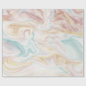 Blauw, Roze & Geel Waterverf Marmer Cadeaupapier (Vlak)