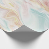 Blauw, Roze & Geel Waterverf Marmer Cadeaupapier (Hoek)