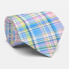 Blauw Roze Geel Wht Preppy Madras Stropdas