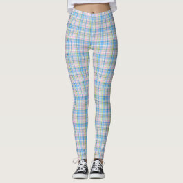 Blauw Roze Geel Wit Preppy Plaid Madras Tartan Leggings