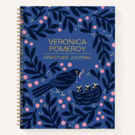 Blauw & Roze Geïllustreerde Vogel Dankbaarheid Jou Notitieboek