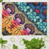 blauw roze gele bloemen theedoek (Gevouwen)