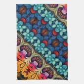 blauw roze gele bloemen theedoek (Verticaal)