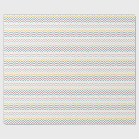 Blauw Roze Gele Chevron Stripes Verjaardag Cadeaupapier (Vlak)