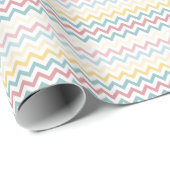 Blauw Roze Gele Chevron Stripes Verjaardag Cadeaupapier (Rol Hoek)