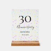 Blauw roze gele polka stippen 30ste verjaardag naa acryl bord (Voorkant)