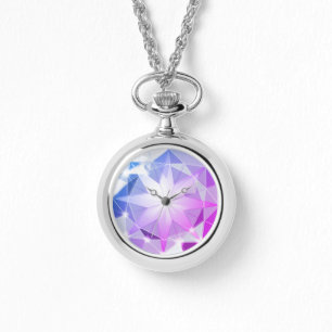 Blauw roze gemstone Compass Rhinestone Kijk uit Horloge