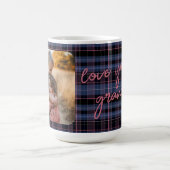 Blauw Roze Geruit 1-Foto Aangepaste Kerstgeschenks Koffiemok (Center)