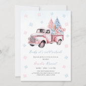 Blauw Roze Geschenken Kerstmisvrachtwagen Geslacht Kaart (Voorkant)