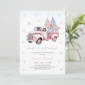 Blauw Roze Geschenken Kerstmisvrachtwagen Geslacht Kaart (Staand voorkant)