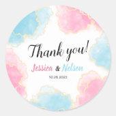 Blauw roze geslacht laat stickers zien (Voorkant)