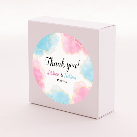 Blauw roze geslacht laat stickers zien