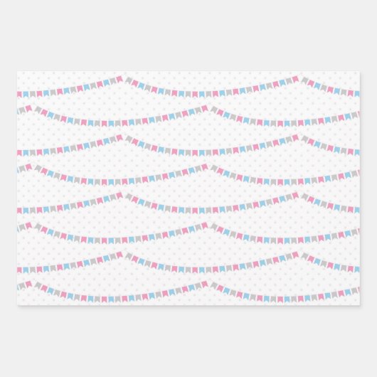 Blauw roze geslacht onthullen papierbladen voor he inpakpapier vel (Voorkant 3)