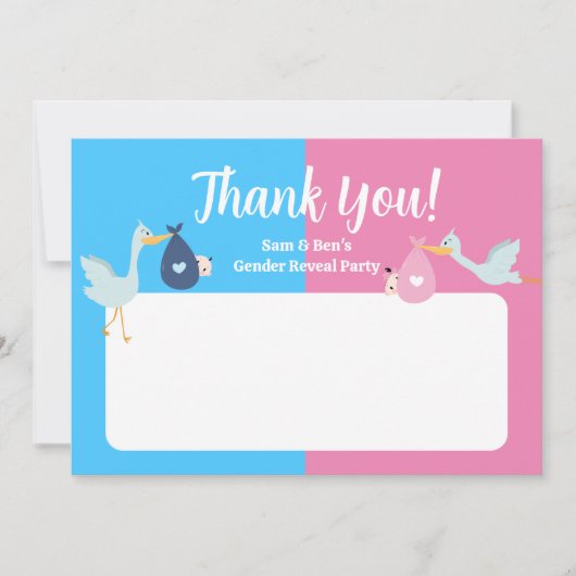 Blauw Roze Geslacht Onthullen Partij Bedankkaart (Voorkant)