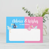 Blauw Roze Geslacht onthullen Party Baby wensen en Advieskaart (Staand voorkant)