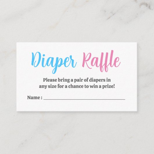 Blauw Roze Geslacht Onthulling Party Luier Raffle Informatiekaartje (Voorkant)